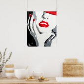 Portrait de pop art affiche rouge lèvres et ongles (Cuisine)