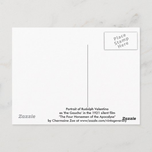 Portrait de Rudolph Valentino Art Carte postale (Dos)