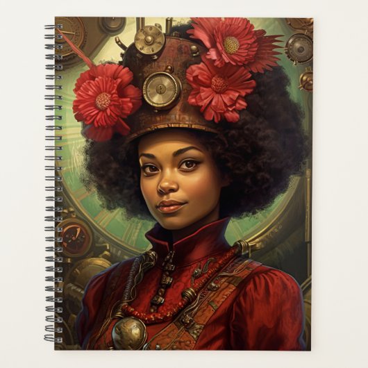Portrait de Steampunk d'une dame et des fleurs (Devant)