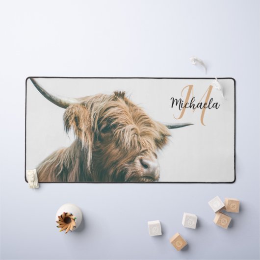 Portrait de vache Highland nom personnalisé monogr (Tableau pour enfants)
