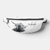 Portrait de vache Highland premier monogramme noir