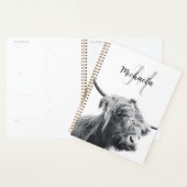 Portrait de vache Highland premier monogramme noir (Devant avec enveloppe)