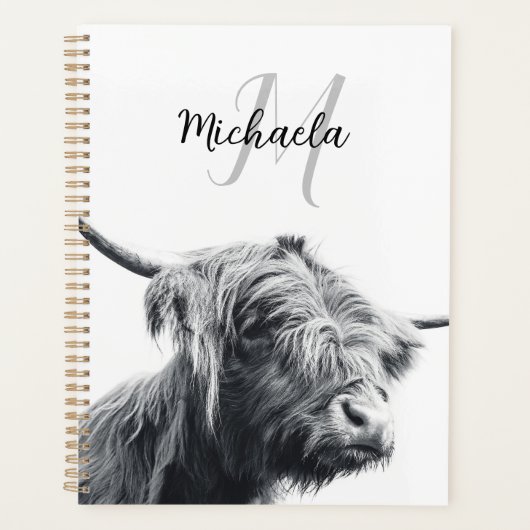 Portrait de vache Highland premier monogramme noir (Devant)