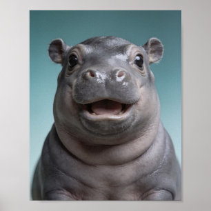 Portrait d'hippopotame bébé – Art mural d'animal d