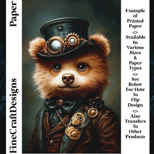 Portrait d'ours Brown Steampunk CL2 Papier à rebut