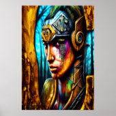 Portrait du guerrier cool | AI Art Poster (Devant)