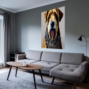 Portrait d'un Airedale Terrier   AI Art Poster