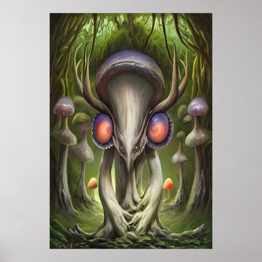 Portrait d'un alien de champignons | AI Art Poster (Devant)