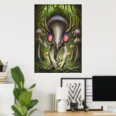 Portrait d'un alien de champignons | AI Art Poster (Bureau à domicile)