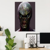 Portrait d'un alien effrayant | AI Art Poster (Bureau à domicile)