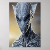 Portrait d'un alien gris | AI Art Poster (Devant)