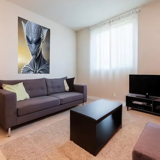 Portrait d'un alien gris | AI Art Poster