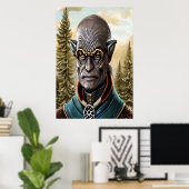Portrait d'un alien humanoïde | AI Art Poster (Bureau à domicile)