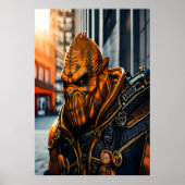 Portrait d'un alien orange cool | AI Art Poster (Devant)