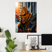 Portrait d'un alien orange cool | AI Art Poster (Bureau à domicile)