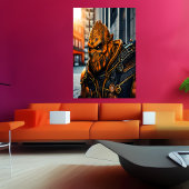 Portrait d'un alien orange cool | AI Art Poster