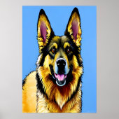 Portrait d'un berger allemand | AI Art Poster (Devant)
