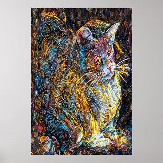 Portrait d'un chat étrange | AI Art Poster (Devant)