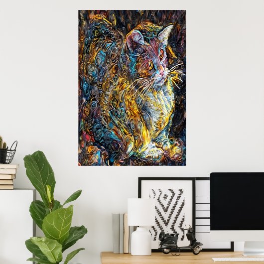 Portrait d'un chat étrange | AI Art Poster (Bureau à domicile)