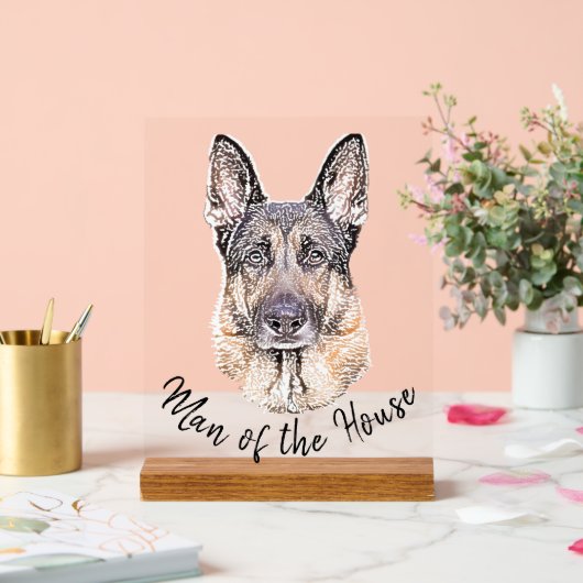 Portrait d'un chien berger allemand Sketched Art (Mariage)