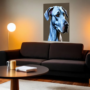 Portrait d'un chien mignon AI Art Poster