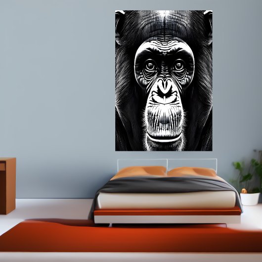 Portrait d'un chimpanzé | AI Art Poster