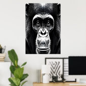Portrait d'un chimpanzé | AI Art Poster (Bureau à domicile)