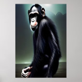 Portrait d'un chimpanzé assis | AI Art Poster (Devant)