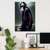Portrait d'un chimpanzé assis | AI Art Poster (Bureau à domicile)