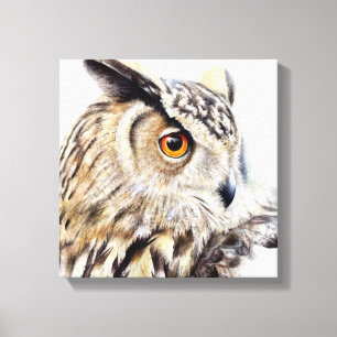 Portrait d'un hibou grand-duc sur toile encadrée