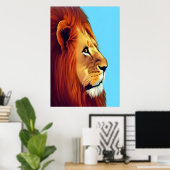 Portrait d'un lion | AI Art Poster (Bureau à domicile)