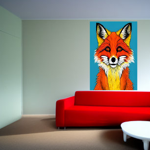Portrait d'un renard rouge AI Art Poster