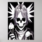 Portrait d'un squelette heureux | AI Art Poster (Devant)