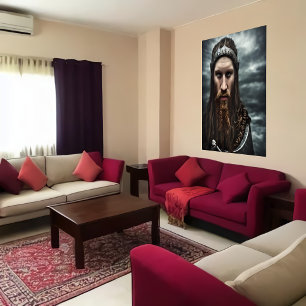 Portrait d'un viking avec barbe   AI Art Poster
