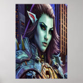 Portrait d'une alien bleue | AI Art Poster (Devant)