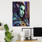 Portrait d'une alien bleue | AI Art Poster (Bureau à domicile)