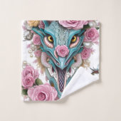 Portrait d'une belle tête de dragon rose lunatique (Gant de toilette)