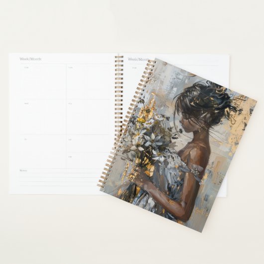 Portrait d'une dame aux fleurs or et blanc (Devant avec enveloppe)