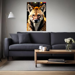 Portrait d'une Hyena   AI Art Poster