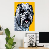 Portrait d'une Lhassa Apso | AI Art Poster (Bureau à domicile)