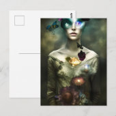 "Portrait d'une rêveuse" Carte postale d'art IA Fa (Devant / Derrière)