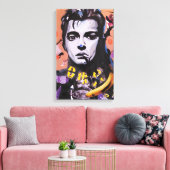 Portrait en techniques mixtes - Toile acrylique et (Insitu(Salon))