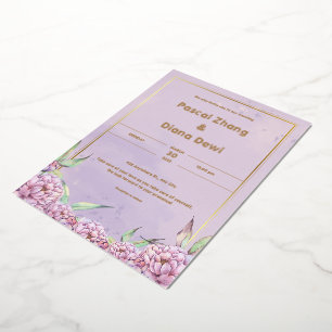 Portrait Faire-part de mariage simple violet