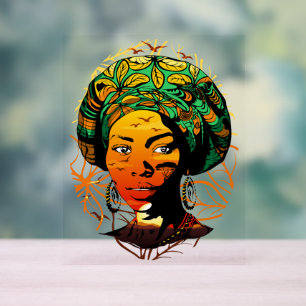 Portrait féminin africain avec coucher de soleil