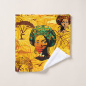 Portrait féminin africain avec coucher de soleil (Gant de toilette)