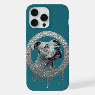 Portrait géométrique moderne turquoise de Bouledog