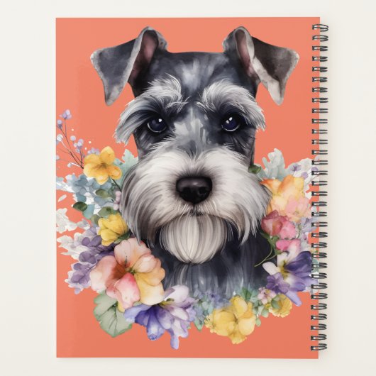 Portrait mignon Schnauzer avec fleurs (Dos)