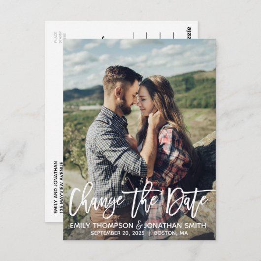 Portrait Moderne Image Modifier La Date Carte Post (Devant / Derrière)