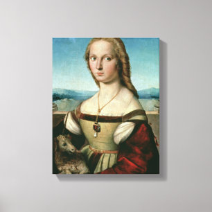 Portrait of a Lady with a Unicorn, c.1505-6 Canvas Afdruk