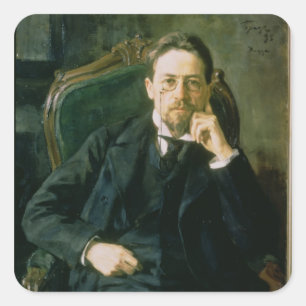 Portrait of Anton Pavlovich Chekhov, 1898 Vierkante Sticker